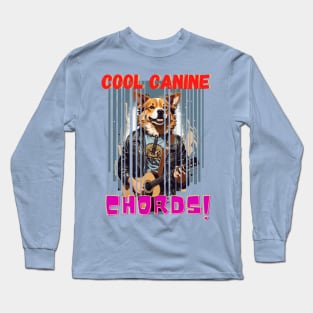 "Cool Canine Chords: Groovy Guitar Style" Long Sleeve T-Shirt